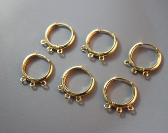 2pairs/5pairs 17X18mm 18k Gold Plated Brass Round Ear Studs Geometry Earring Studs GG164