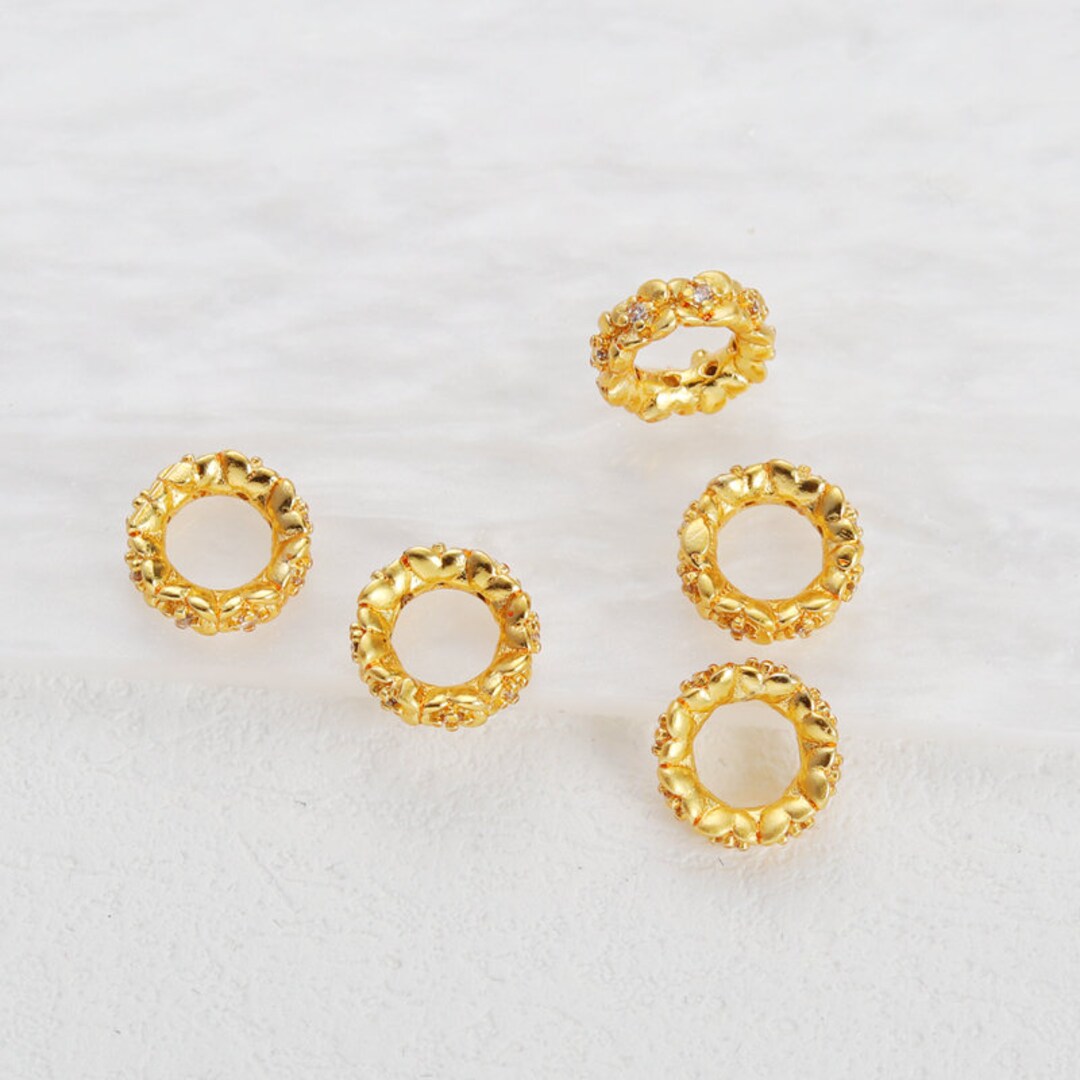 10 Matte Gold Beads, Spacer Beads for Bracelets and Necklaces