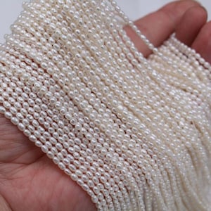 1 filo 2-2,5 mm mini perle di riso d'acqua dolce, perle di perle d'acqua dolce per la creazione di gioielli Y028