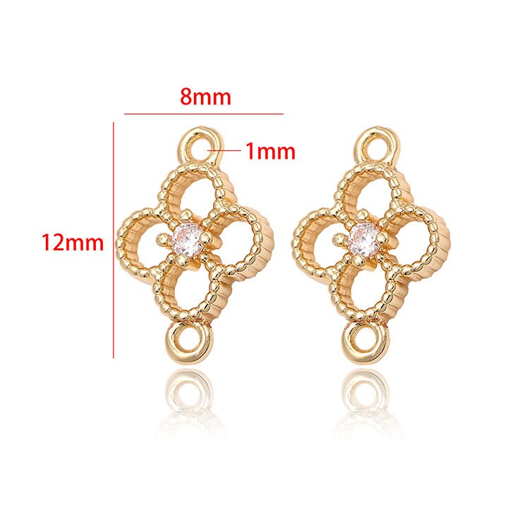 開催中セール一覧 Zircon Brass Plated Gold 14k 8x12mm 10pcs Hollow Clover Out その他