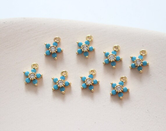【オープニング 大放出セール】 5.5x7mm 2pcs/4pcs/10pcs 18k Zircon Flower Brass Plated Gold コミック・アニメ