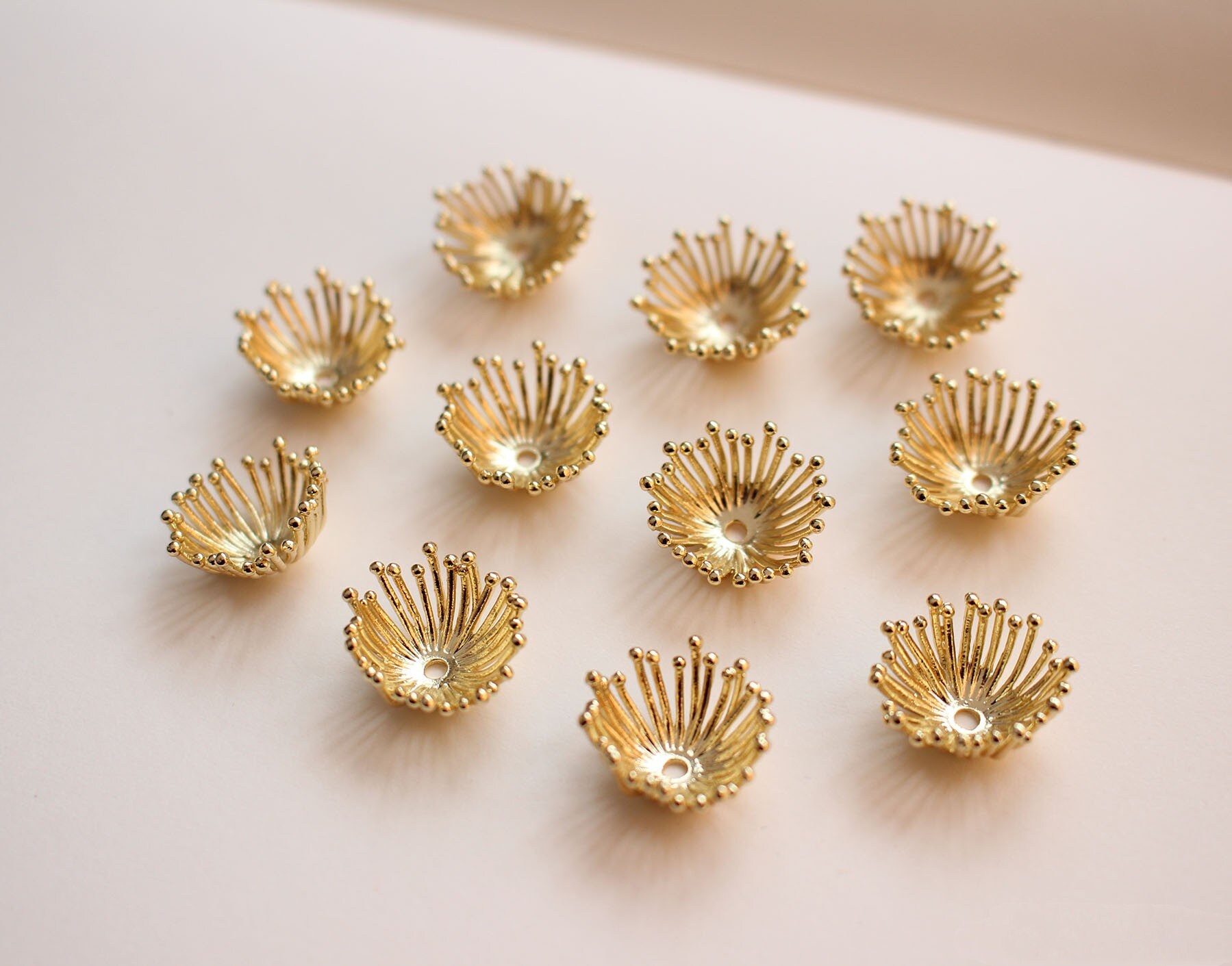 2pcs/4pcs/10pcs 18K Gold Plated Brass Pistil Stamen Charm
