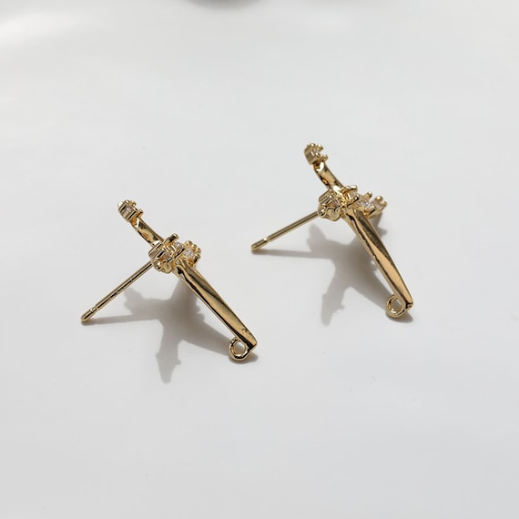 1pair/2pairs/5pairs 15.4x23mm 14K Gold Plated Brass Cross