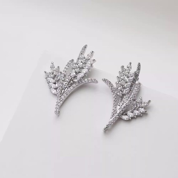 好きに 2pairs 14K Studs Earring Wheat Zircon Brass Plated Gold アクセサリー