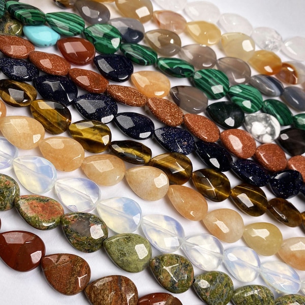 12pcs 13x18mm Water Drop Beads Faceted Natural Stone Beads SC191205237