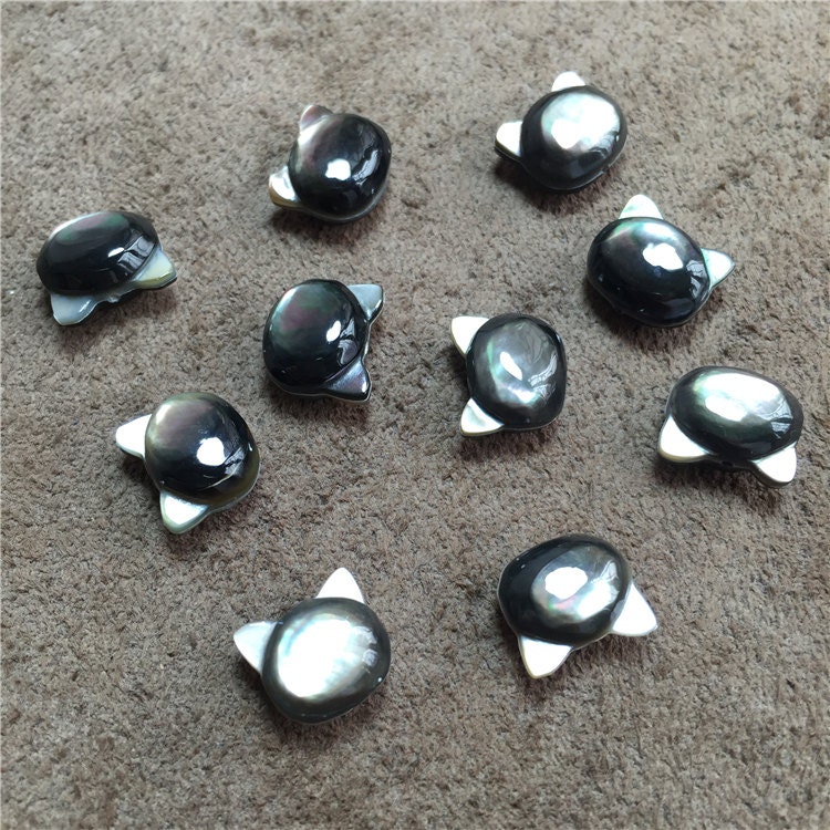 Glitter Black Cat Beads, Cat Beads for Bracelet, Black Beads for Neckl
