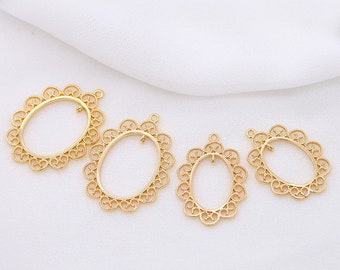 10pcs 14K Gold Plated Brass Oval Geometry Charm Pendant 10pcs 14K Gold Plated Brass Oval Geometry Charm Pendant