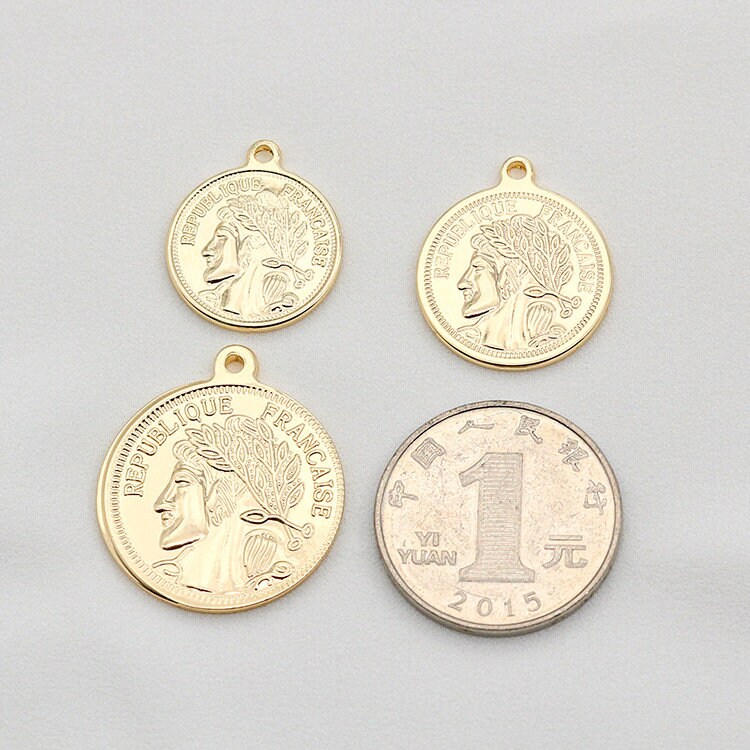 お歳暮・冬ギフト特集2025 10pcs 14k Etsy - ZX1395 Pendants Charm Coins Queen Plated Gold ピアス