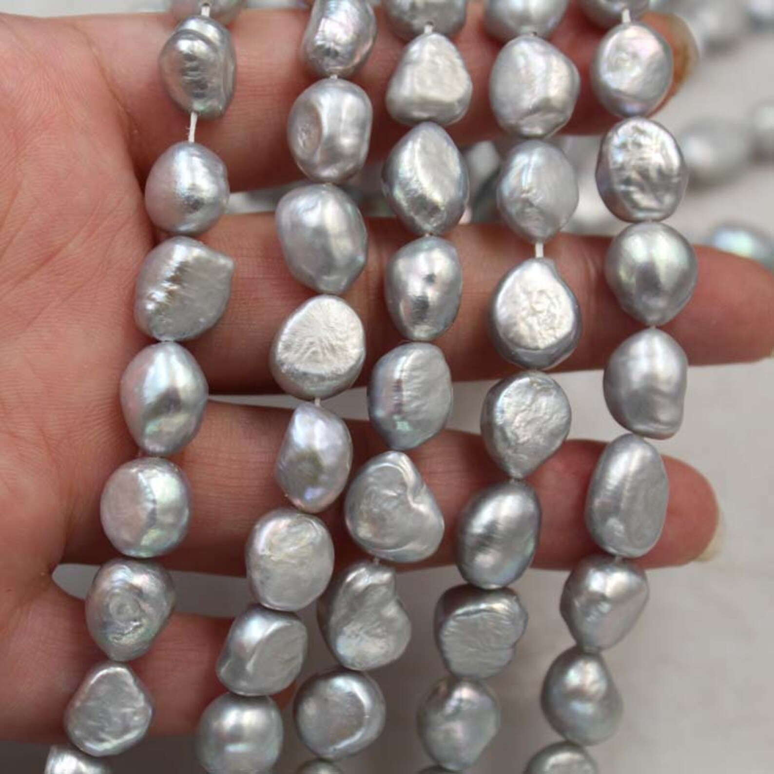 1 Strand Gray Freshwater Irregular Pearlsfresh Water Pearl Etsy