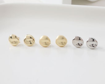 2pairs/5pairs 8.9mm 14K Gold Plated Brass Round Ear Studs Geometry Earring Studs With 925 Sterling Silver Pin GG1789