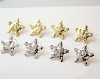 2pairs/5pairs 20mm 18K Gold Plated Brass Star Ear Studs Geometry Earring Studs With 925 Sterling Silver Pin GG335