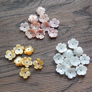 20 pz 10 mm MOP Naturale Perline Fiore Madreperla Perline Fiore Intagliato B090115