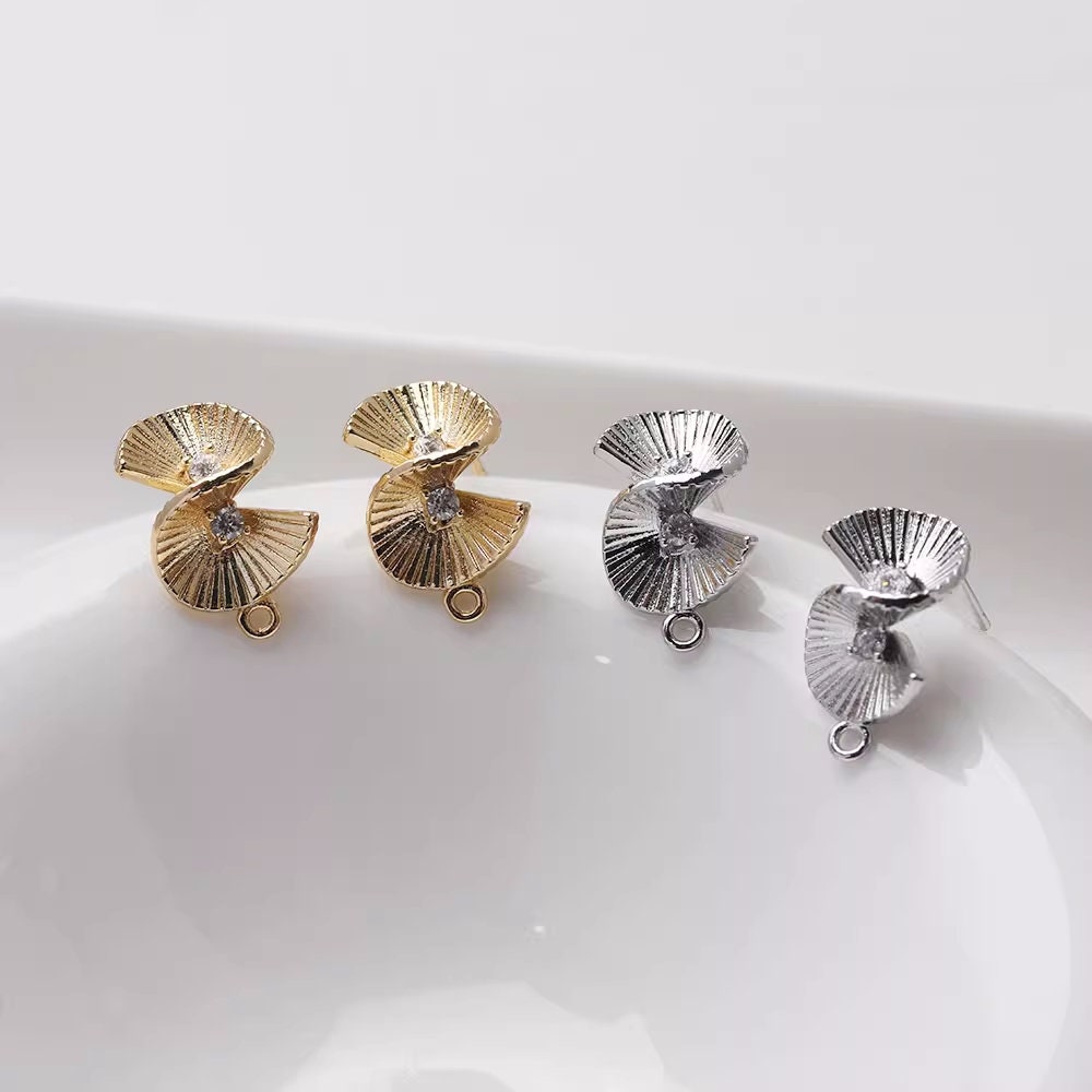 2pairs/5pairs 14K Gold Plated Brass Zircon Plicated Ear