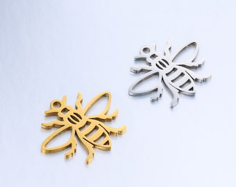 5PCS/10PCS/20PCS 15x18.5MM Stainless Steel Bee Animal Charm Pendant DY471