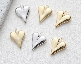 2pcs/4pcs/10pcs 9X19mm 14K Gold Plated Brass Heart Geometry Charm Pendant GG946
