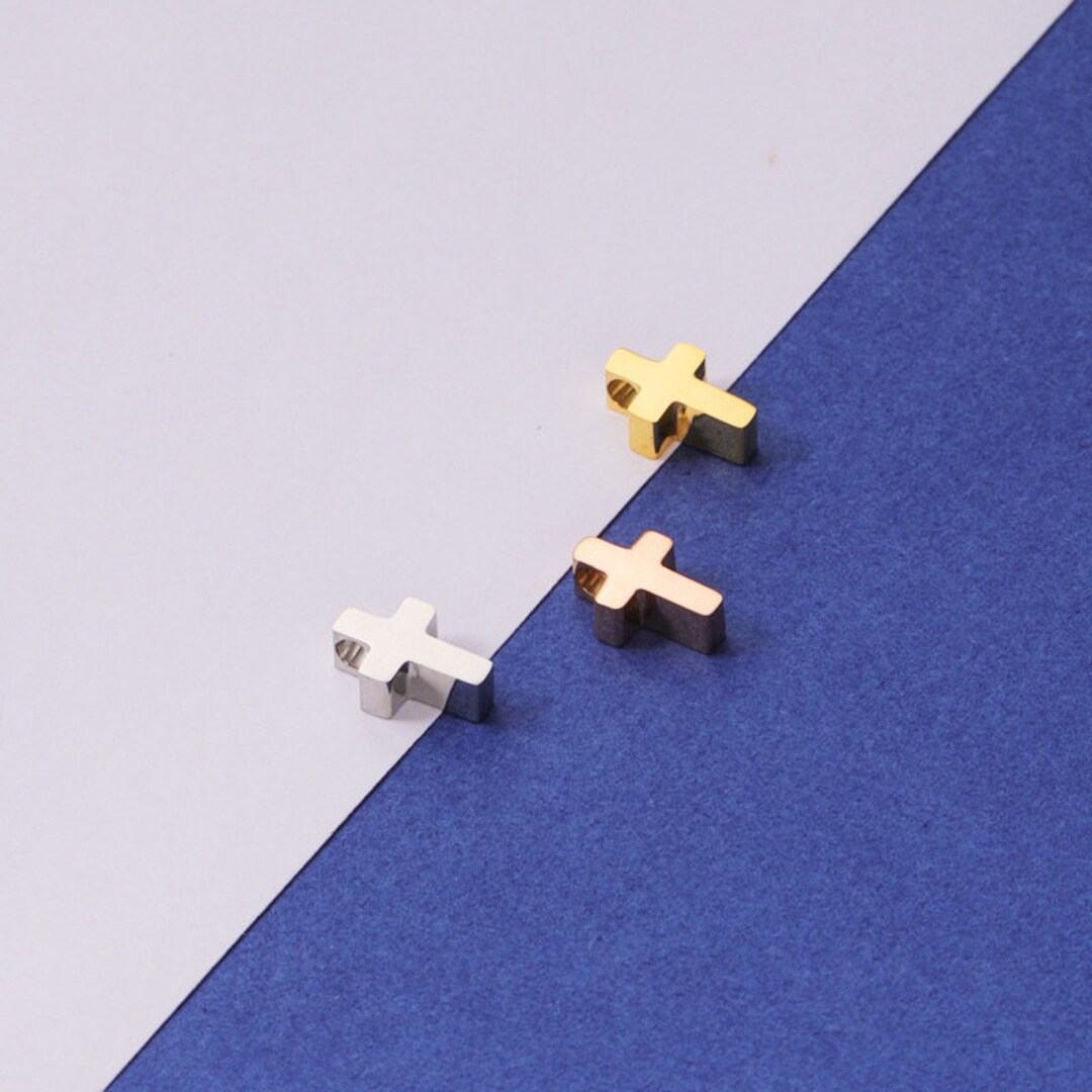10pcs 5x8mm Stainless Steel Cross Beads Spacer Beads for Jewelry Making
