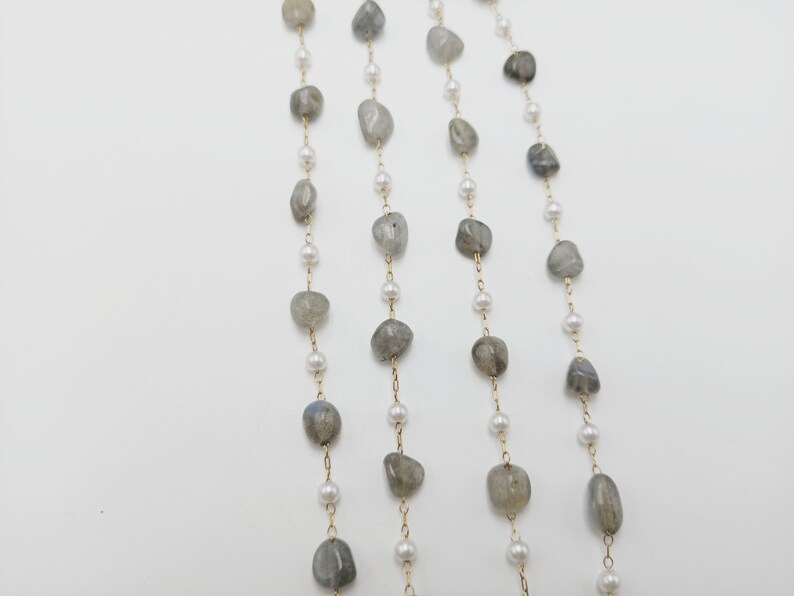 10Meters 4-8mm Fashion Irregular Spectrolite Beads Chains,Brass Handmade Pearls Chains Necklace DIY Jewelry Findings SS070