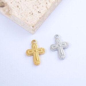 3pcs/6pcs/12pcs 13x19MM Stainless Steel Cross Charm Pendant DY337