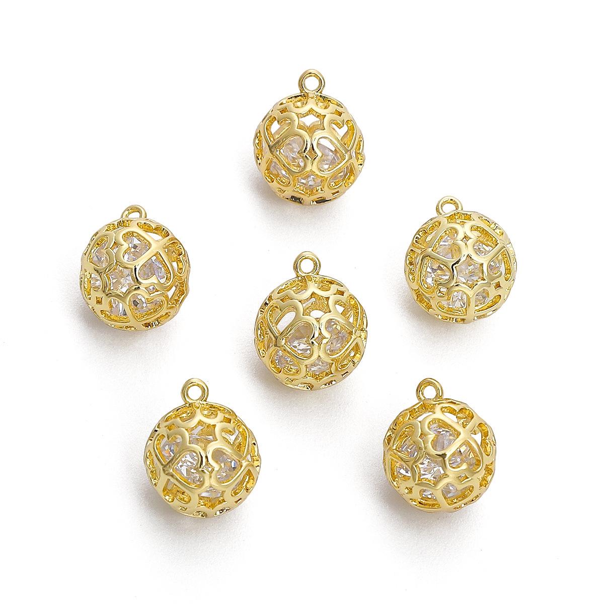 2pcs/4pcs/10pcs 8MM/10MM 14k Gold Plated Brass Zircon Hollow
