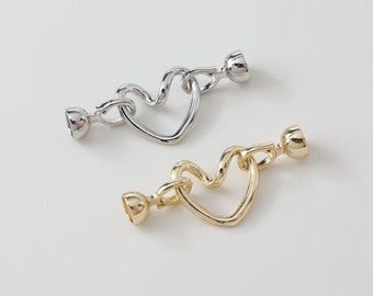 2pcs/4pcs/10pcs 14k Gold Plated Heart OT Clasp For Bracelet Necklace Component GG1803