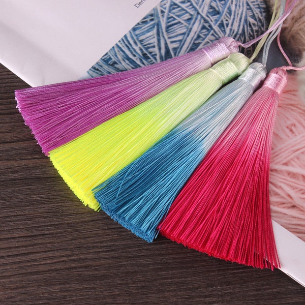 10pcs 100MM Gradient Tassels Ombre Silk Tassels Charm Pendant For Jewelry Making D283