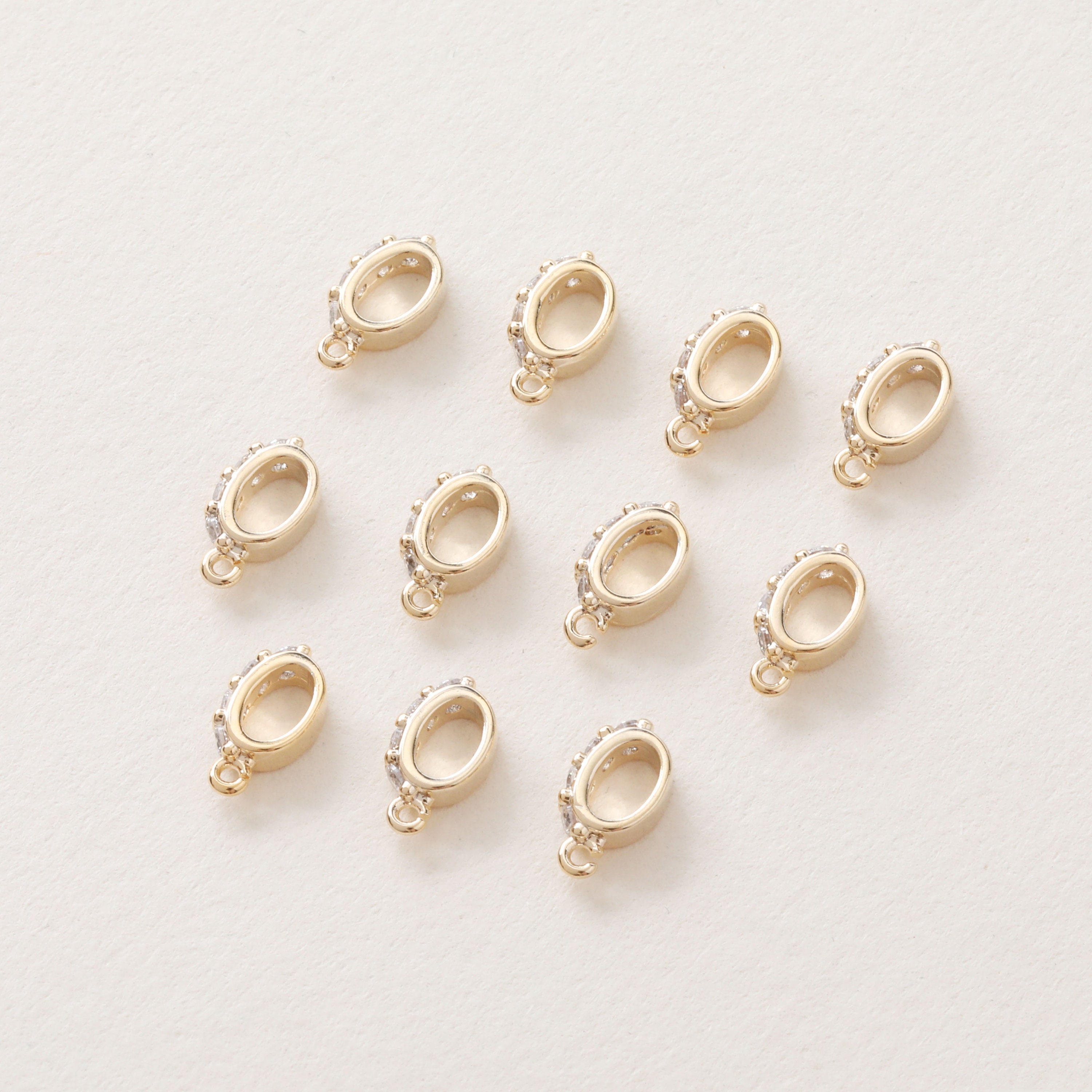 2pcs/4pcs/10pcs 10X16MM 14K Gold Plated Zircon Oval Charm