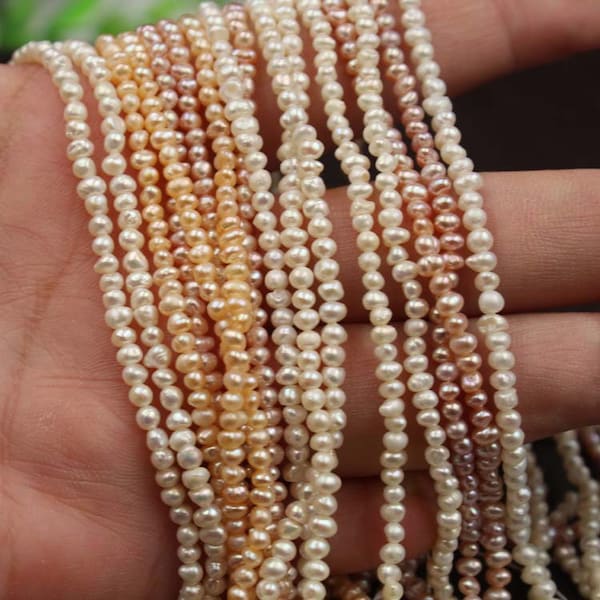 1 Strand 2-3mm Potato Freshwater Pearls,Fresh Water Oval Pearl Beads for Jewelry Making Y015