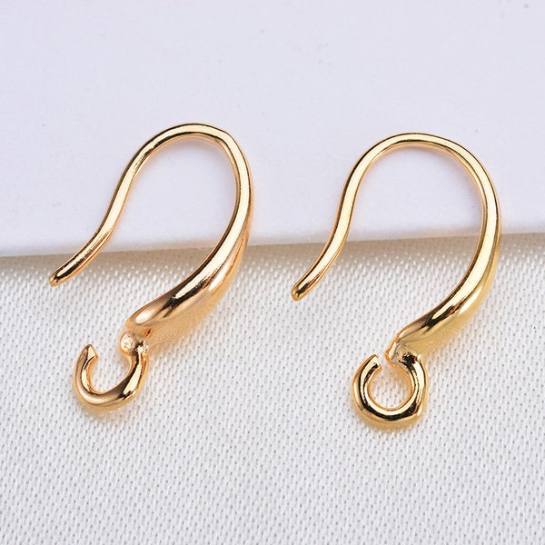 10pairs 9x15mm 24K Gold Plated Brass Ear Hook Earring Hooks ZB12326