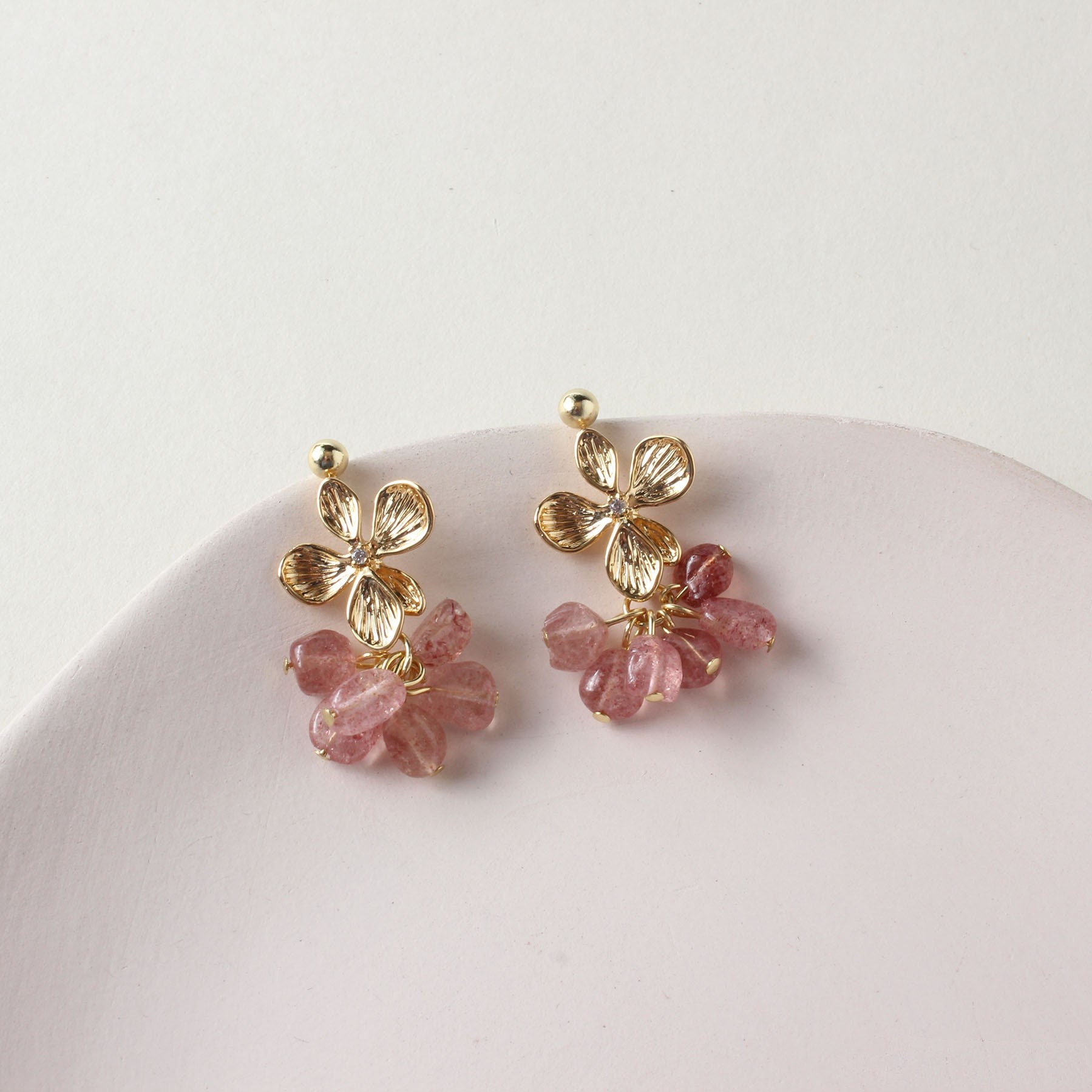 2pcs/4pcs/10pcs 16x17mm 18K Gold Plated Brass Zircon Flower