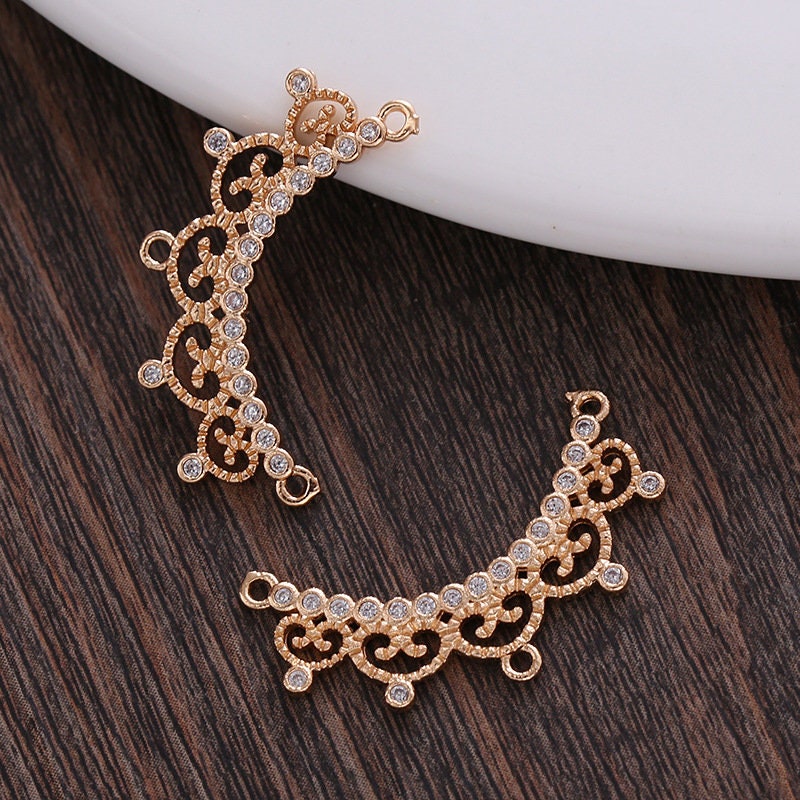 2pcs/4pcs/10pcs KC Gold Plated Brass Zircon Bar Moon Lace 2pcs/4pcs/10pcs KC Gold Plated Brass Zircon Bar Moon Lace