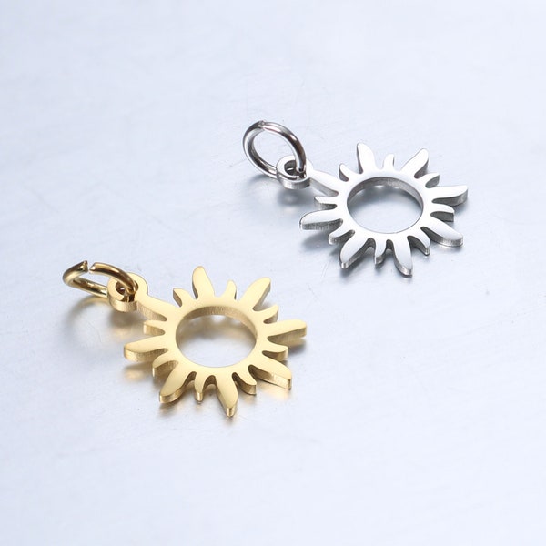 5PCS/10PCS/20PCS 12X16mm Stainless Steel Sun Charm Pendant  DY281