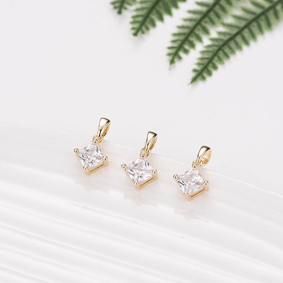 10pcs 16.5x9.5mm 14k Gold Plated Brass Rhombus Zircon Charm 10pcs 16.5x9.5mm 14k Gold Plated Brass Rhombus Zircon Charm