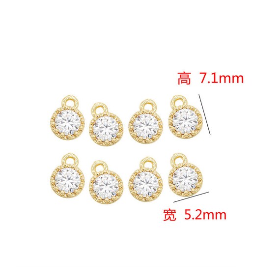 10pcs 7.1x5.2mm 14K Gold Plated Brass Zircon Round Charm 10pcs 7.1x5.2mm 14K Gold Plated Brass Zircon Round Charm
