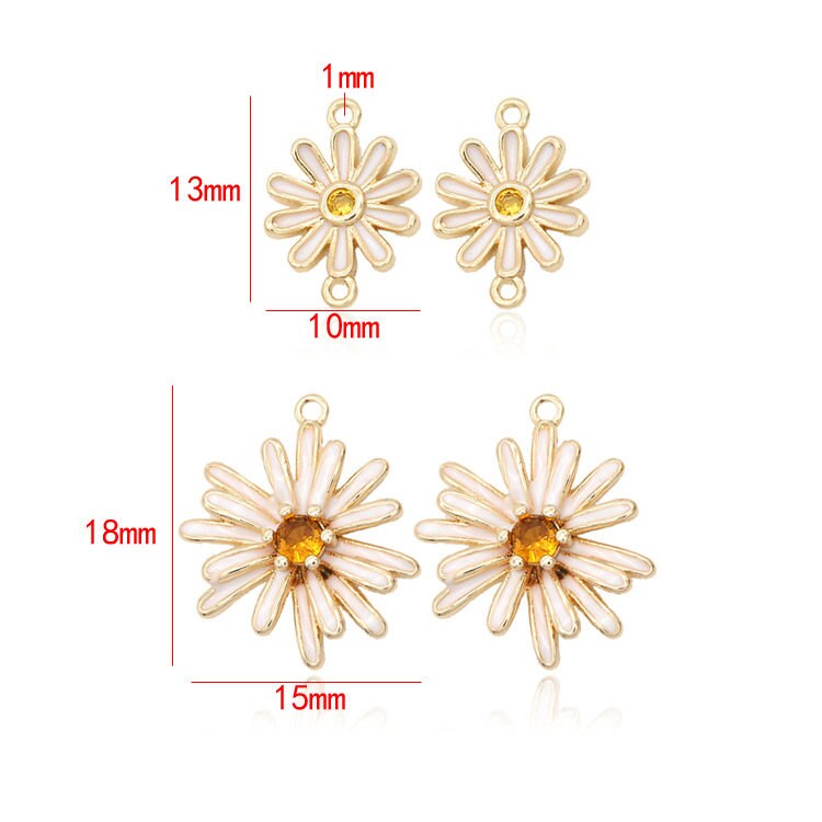 10pcs 14k Gold Brass Zircon Chrysanthemum Charm Pendants