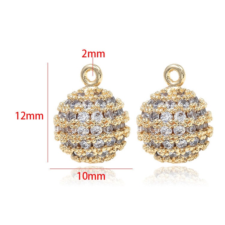 10pcs 14k Gold CZ Pave Zircon Round Ball Charm Pendant 10pcs 14k Gold CZ Pave Zircon Round Ball Charm Pendant