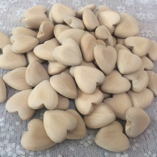 20PCS 20MM Unfinished Wood Heart Beads,Wooded Beads W001