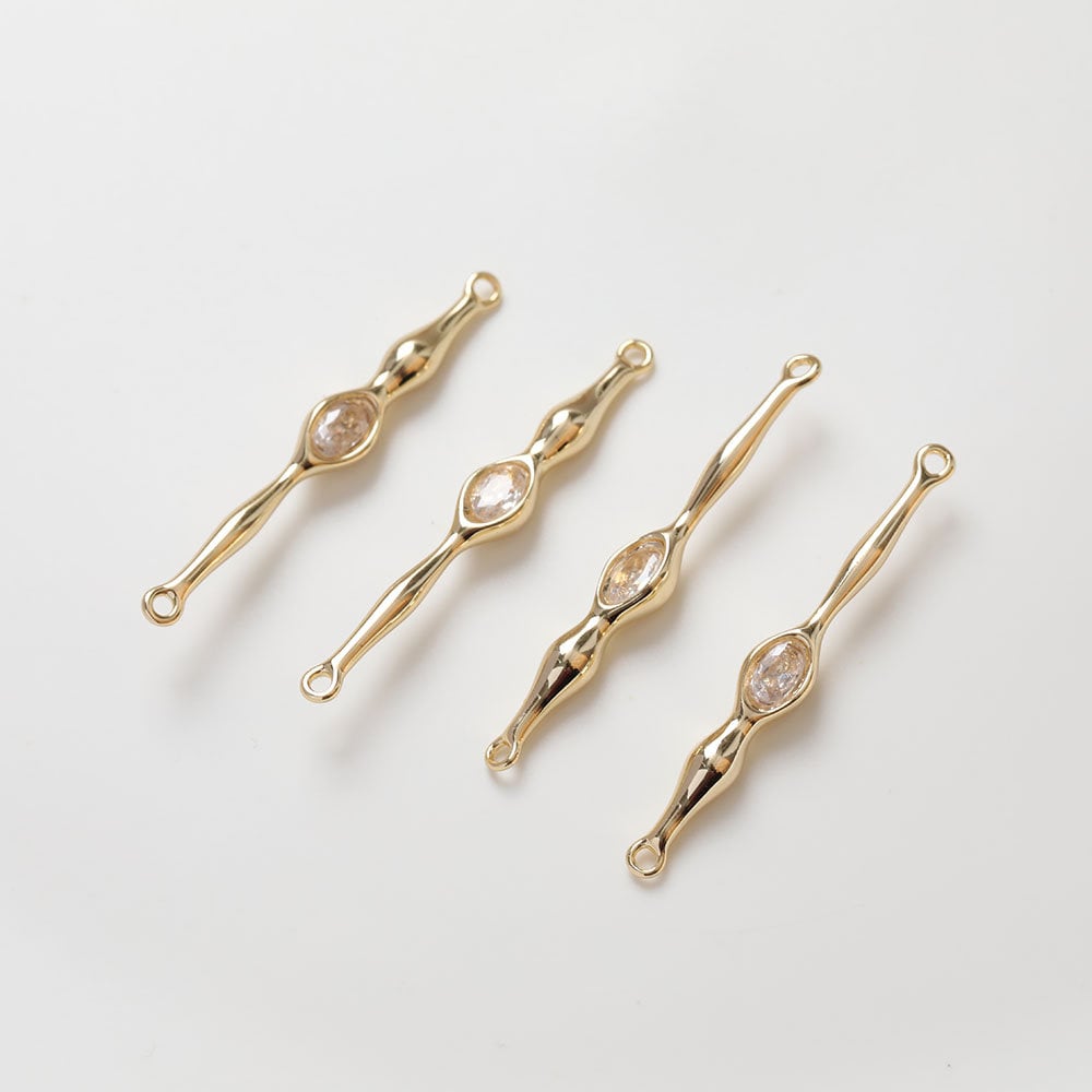 レビューの多い高評価商品特集！ 14K 5.1x38.1mm 2pcs/4pcs/10pcs Gold Bar Zircon Brass Plated ピアス
