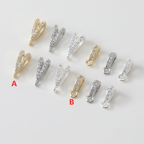 2pcs/4pcs/10pcs 14k Gold Plated Brass Zircon Clasp Hook For Bracelet Necklace Component GG1783