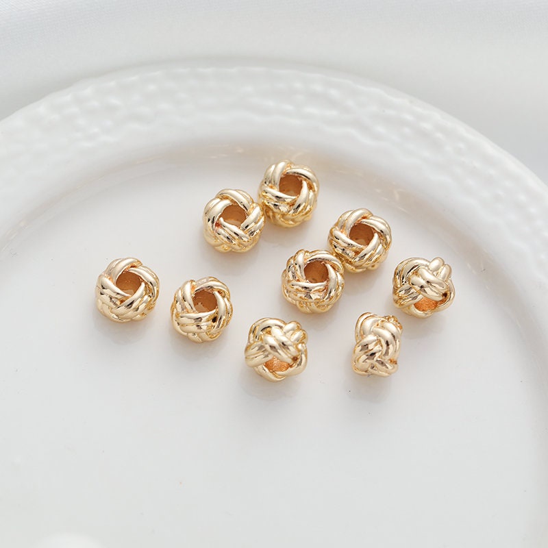Round Golden Plated Spacer Brass Beads - AmberGemstones