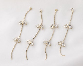 10pcs 12X73MM 18K Gold Plated Brass Zircon Chain Tassels For Ear Studs  Earring Studs BYD1623-1