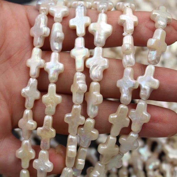 1 Strand 9x14mm Freshwater Broque Cross Pearl Beads,Fresh Water Pearl Beads for Jewelry Making Y009
