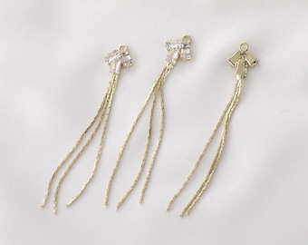 10pcs Brass Zircon Leaf Chain Tassels For Ear Studs  Earring Studs BYD1623-4