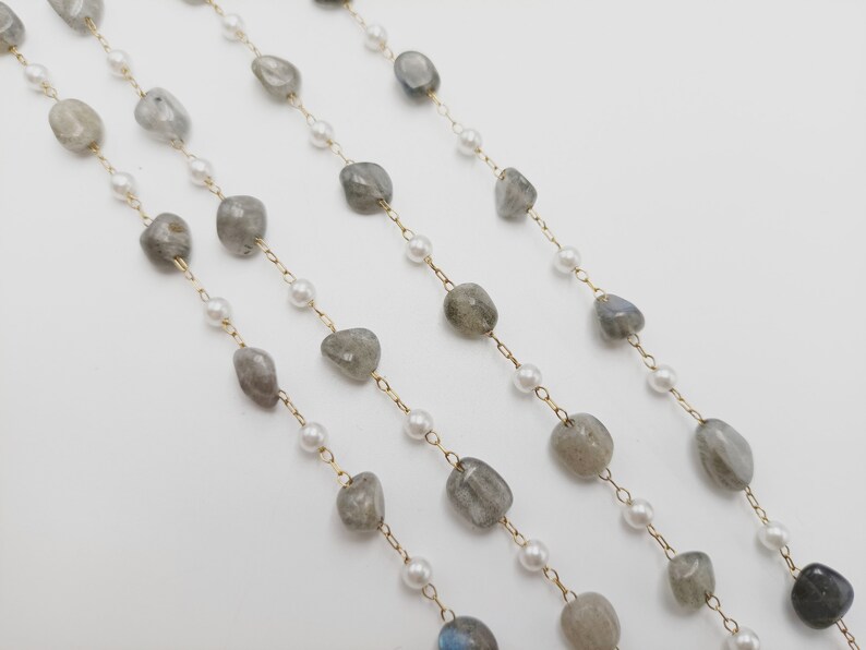 10Meters 4-8mm Fashion Irregular Spectrolite Beads Chains,Brass Handmade Pearls Chains Necklace DIY Jewelry Findings SS070