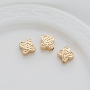 10pcs/20pcs/50pcs 8mm 18k Gold Plated Brass Clover Beads Flower Beads Spacer Beads TR531