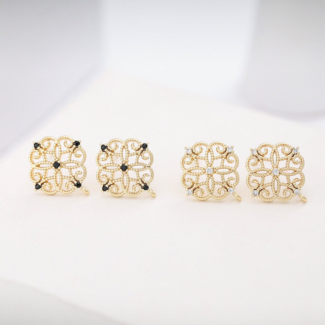 5pairs 16x18mm 14K Gold Plated Brass Hollow Out Clover
