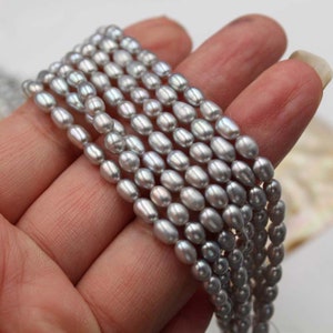 1 Strand Freshwater Rice Pearls,fresh Water Oval Pearl Beads for