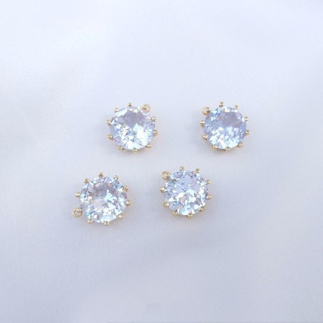 2PCS/4PCS/10PCS 11MM 14K Gold Plated Brass White Zircon