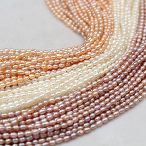 1 brin 3mm Mini perles de riz d’eau douce, perles de perles d’eau douce pour la fabrication de bijoux Y008