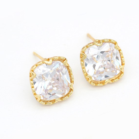 2pairs/5pairs 11.7x11.5mm 14K Gold Plated Brass Square