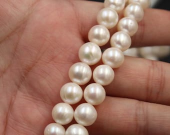 1 Strand White Near Round Freshwater Pearls,Fresh Water Pearl Beads for Jewelry Making Y016